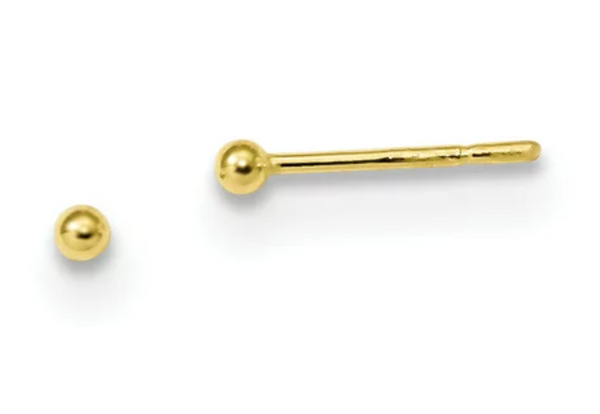 Charming Ball Petite 2mm 14K Gold Stud Earrings