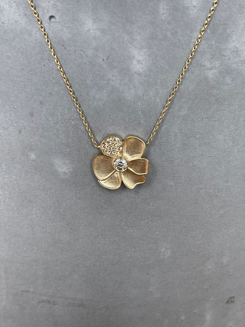 Joie Gold Diamond Flower Necklace