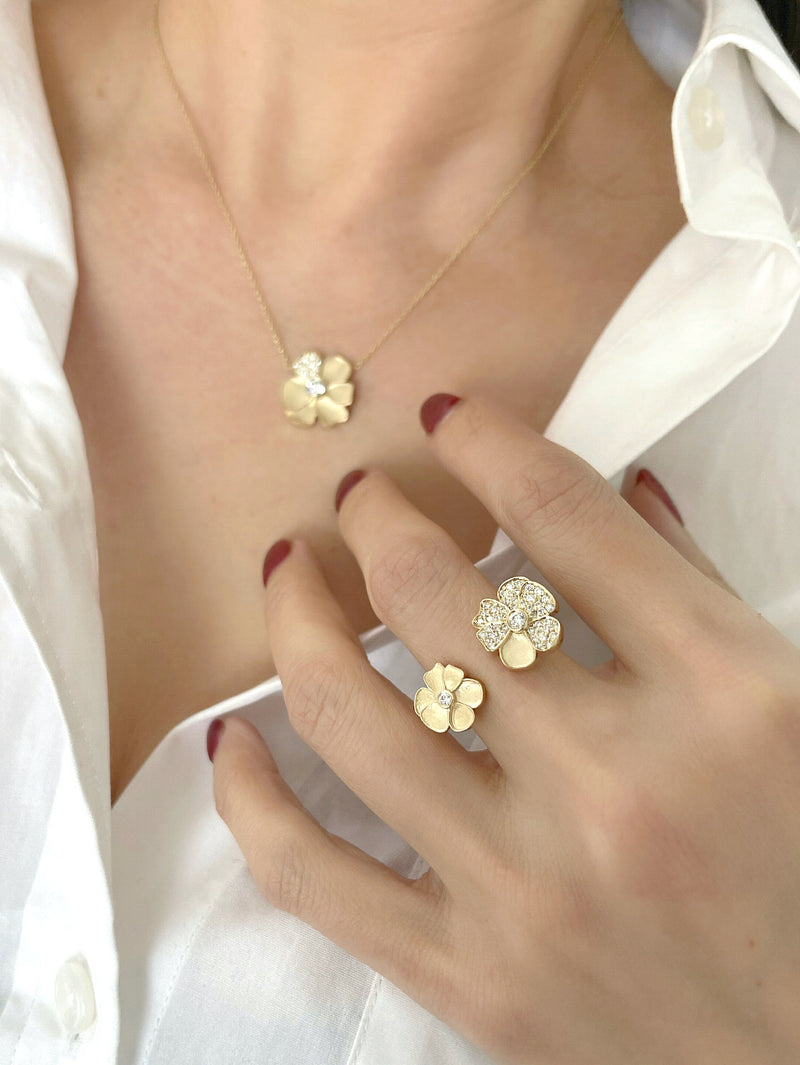 Joie Gold Diamond Flower Necklace