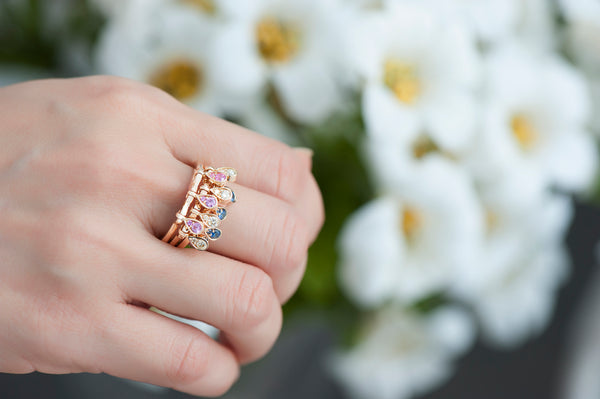 Charleston Trio Drops Ring - Sapphires and Diamonds