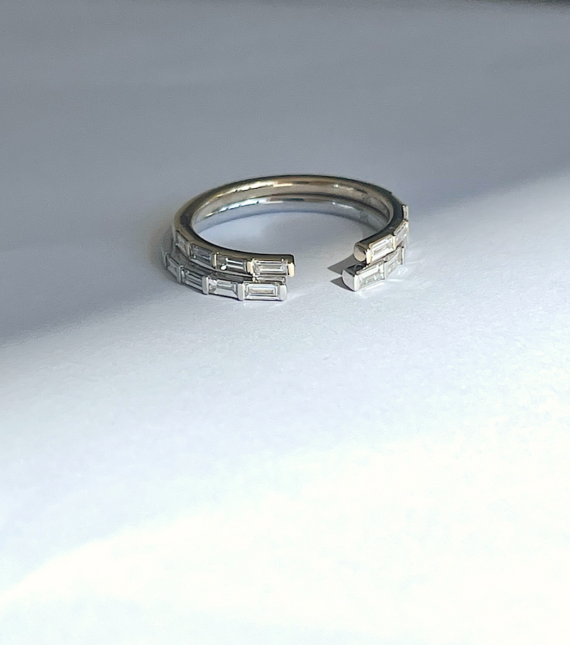Open Linear Baguette Diamond Ring