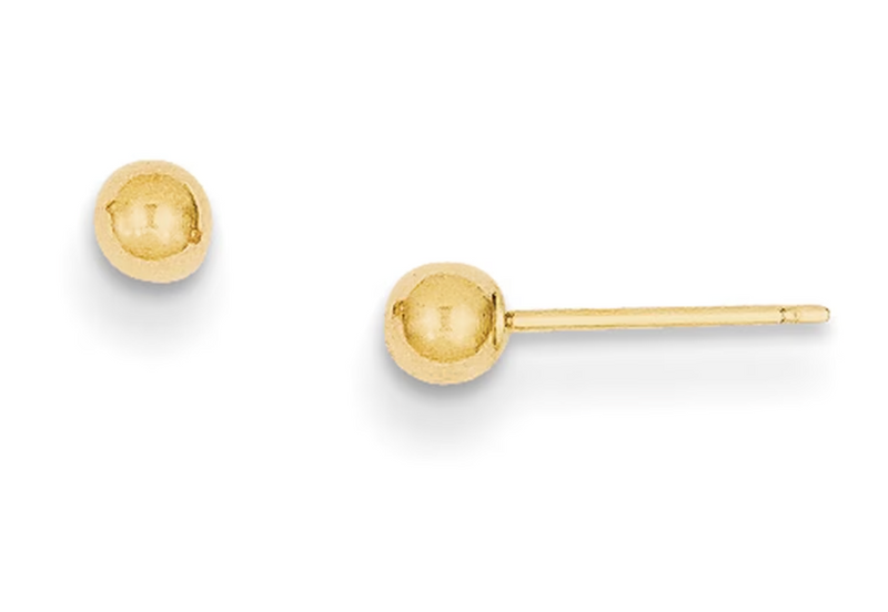 Charming Ball Large 3mm 14K Gold Stud Earrings