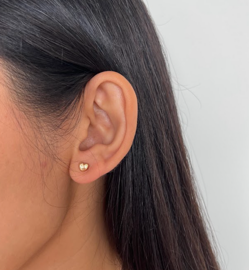 Golden Heart 14K Gold Stud Earrings