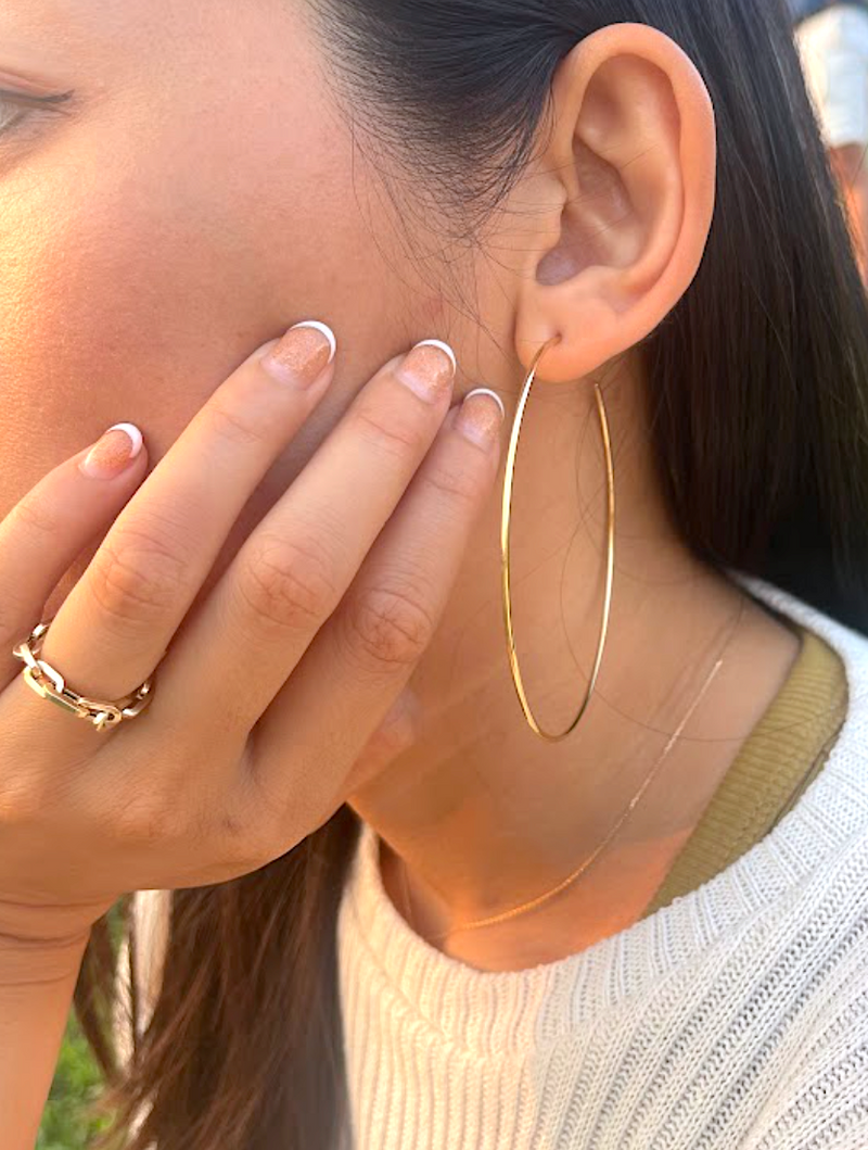 Jupiter 14K Yellow Gold Handmade Hoop Earrings