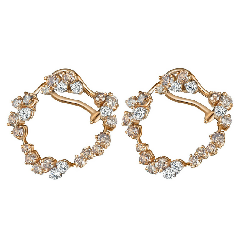 Hoop Earrings with Champagne Diamonds