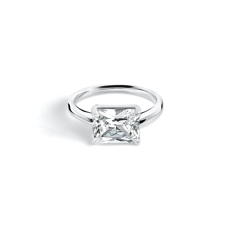 Modern Emerald Cut Solitaire Diamond Ring