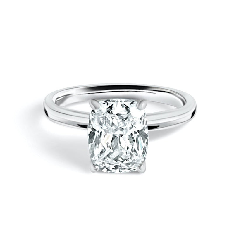 The elongated cushion-cut centre diamond ring 