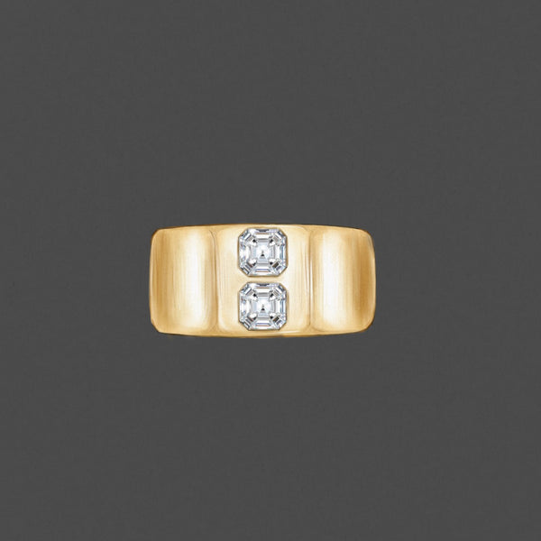 Asscher Cut Dual Diamond Solitaire Ring
