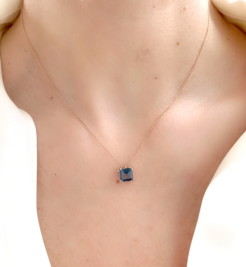 Audrey London Blue Topaz Pendant Necklace