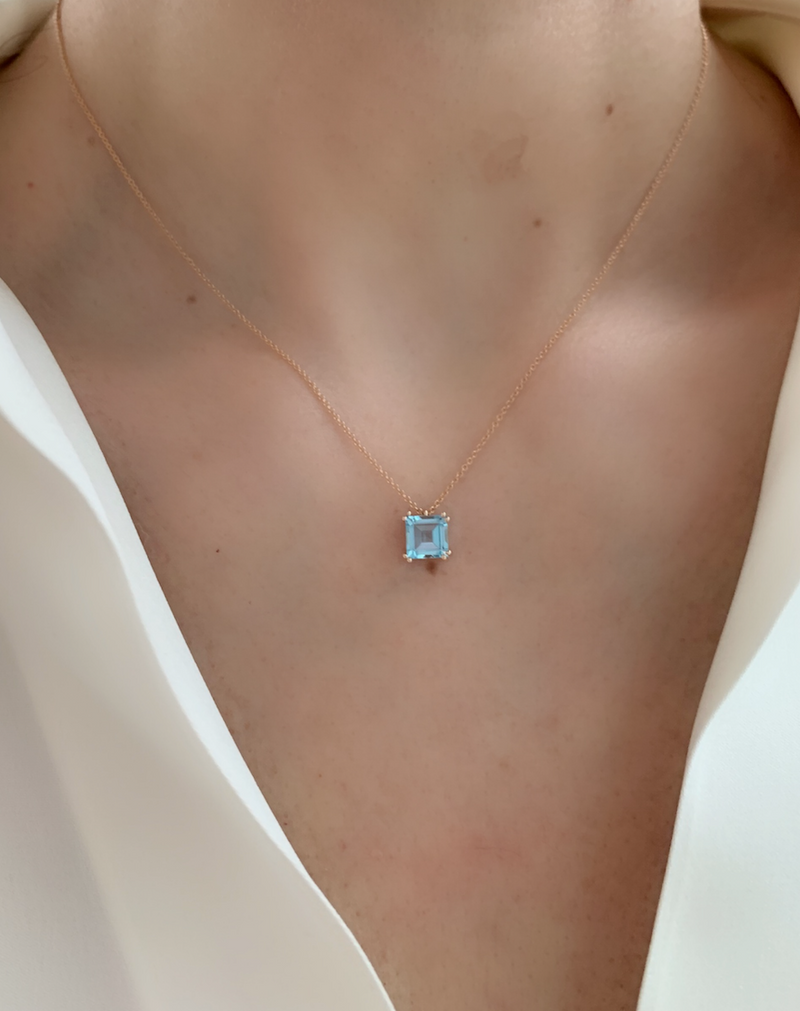 Audrey Swiss Blue Topaz Pendant Necklace