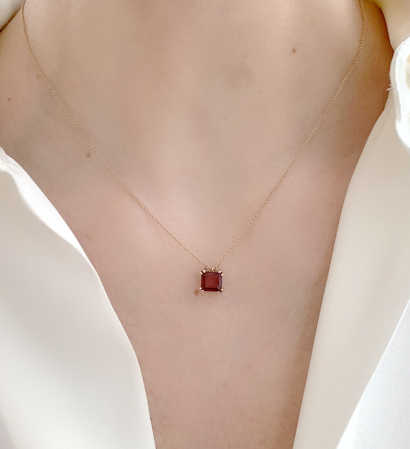 Audrey Red Garnet Pendant Necklace