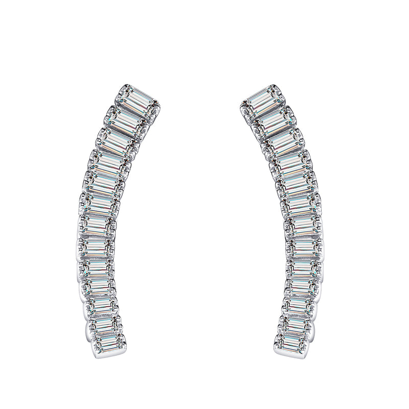 Beauty Diamond Bar Earrings - White Gold