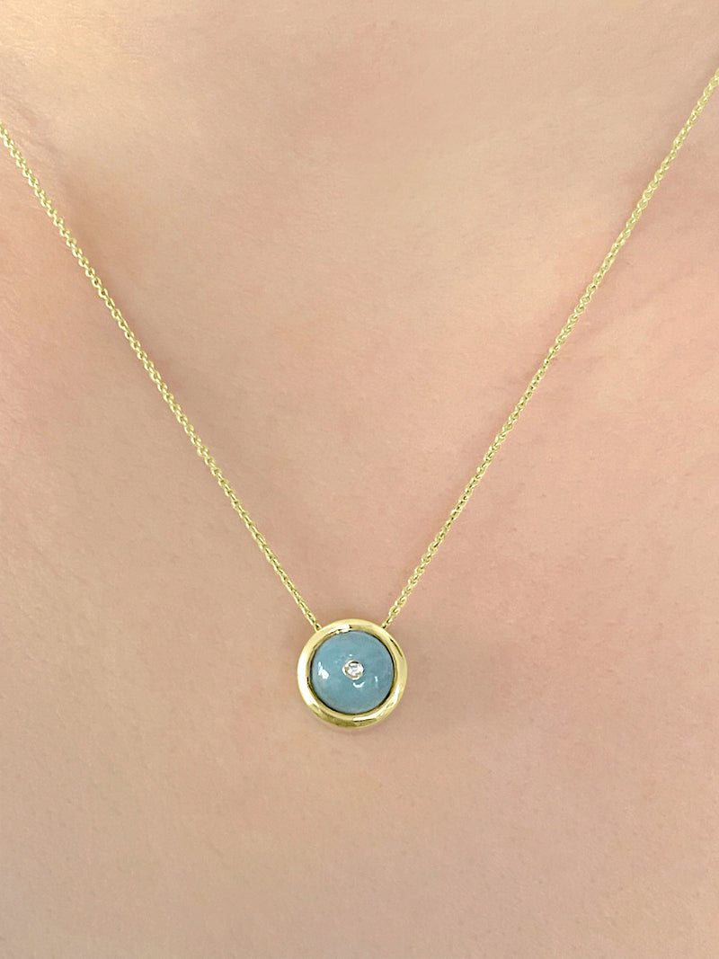 Blue Carnelian Diamond Necklace