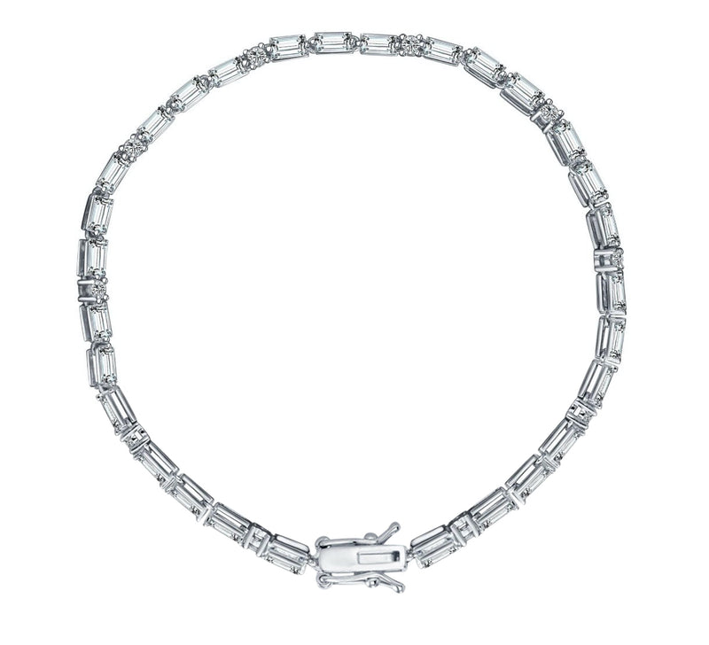 Gabriel Fashion 14K White Gold Round and Baguette Diamond Curved Bar  Necklace NK5791W45JJ - Beré Jewelers