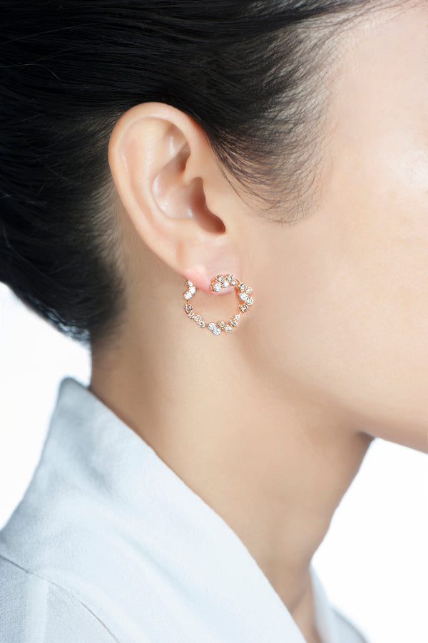 Corolla Hoop Earrings - White and Champagne Diamonds