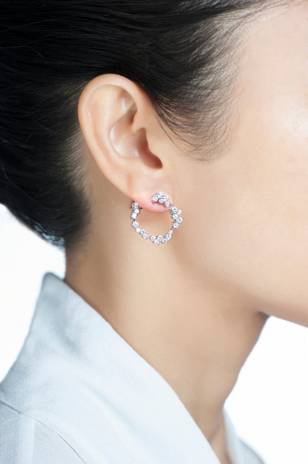Corolla Hoop Earrings - White Diamonds