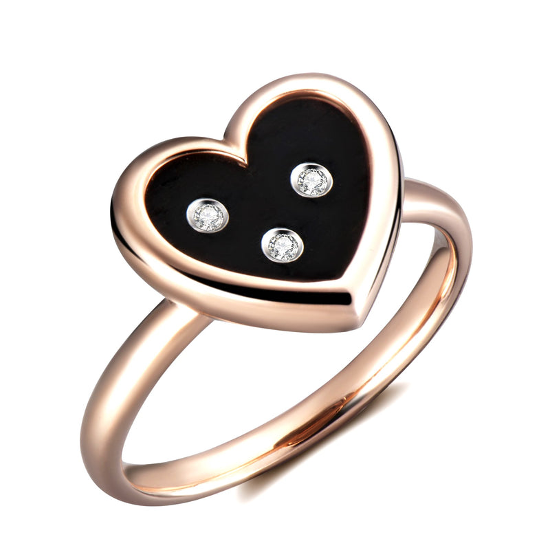 Onyx Heart Diamond Ring