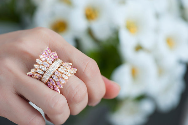 Spettinato Two Row Kinetic Ring - Diamonds and Pink Sapphires