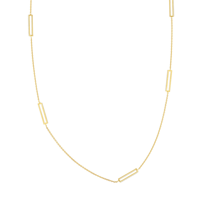 Delicate Gold Rectangular Chain Necklace