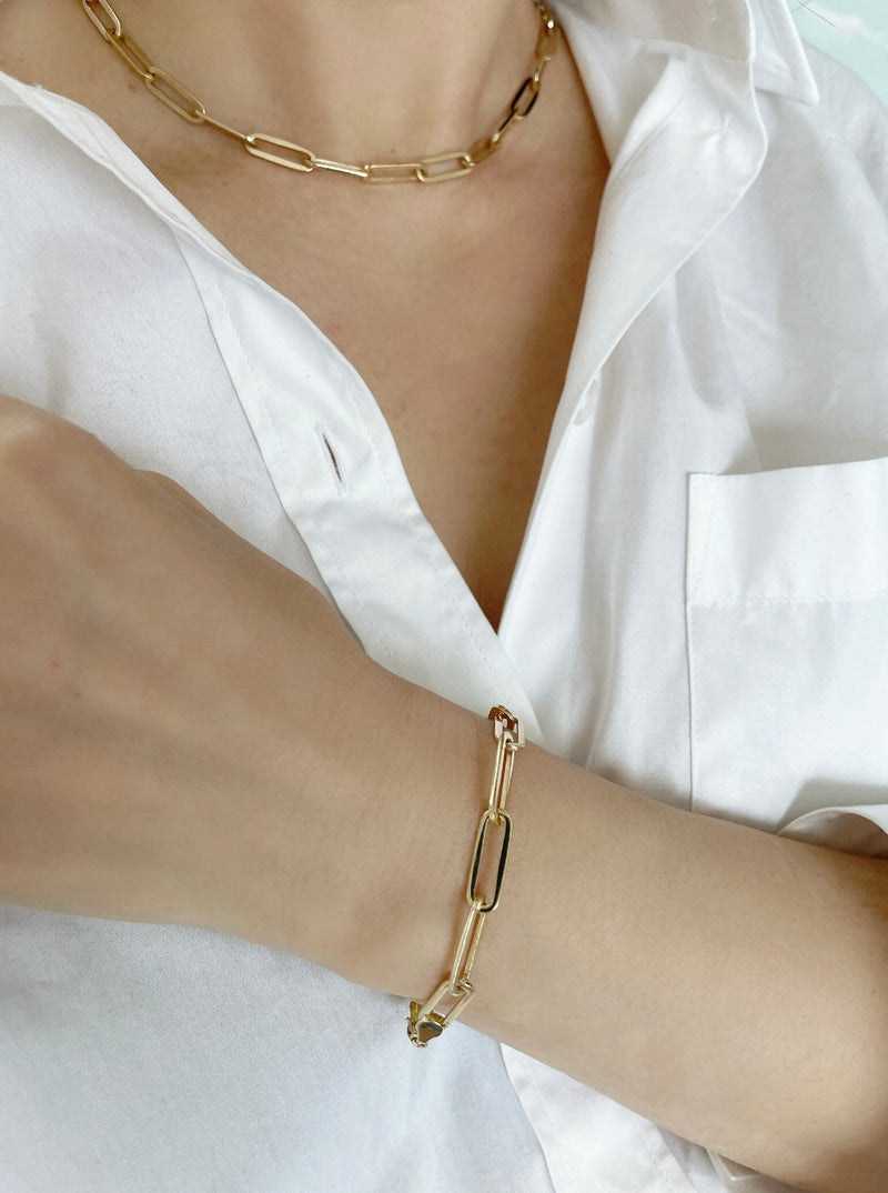 Formation 14K Gold Wide Paperclip Chain Bracelet