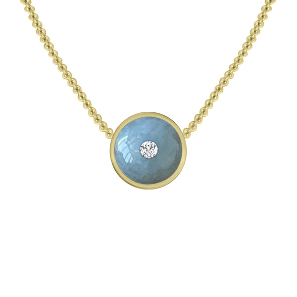 Blue Carnelian Diamond Necklace