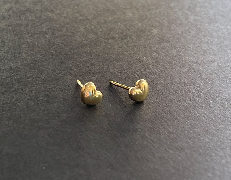 Golden Heart 14K Gold Stud Earrings
