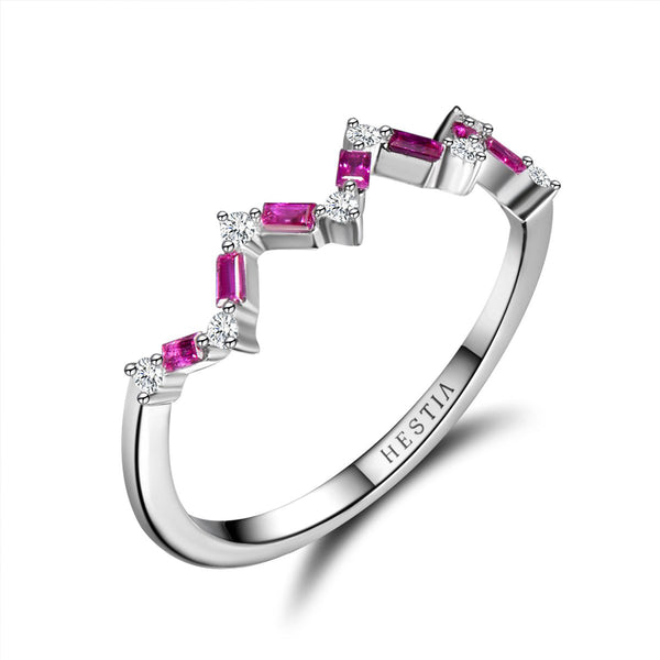 Happiness Baguette Stack Ring - Diamonds and Rubies