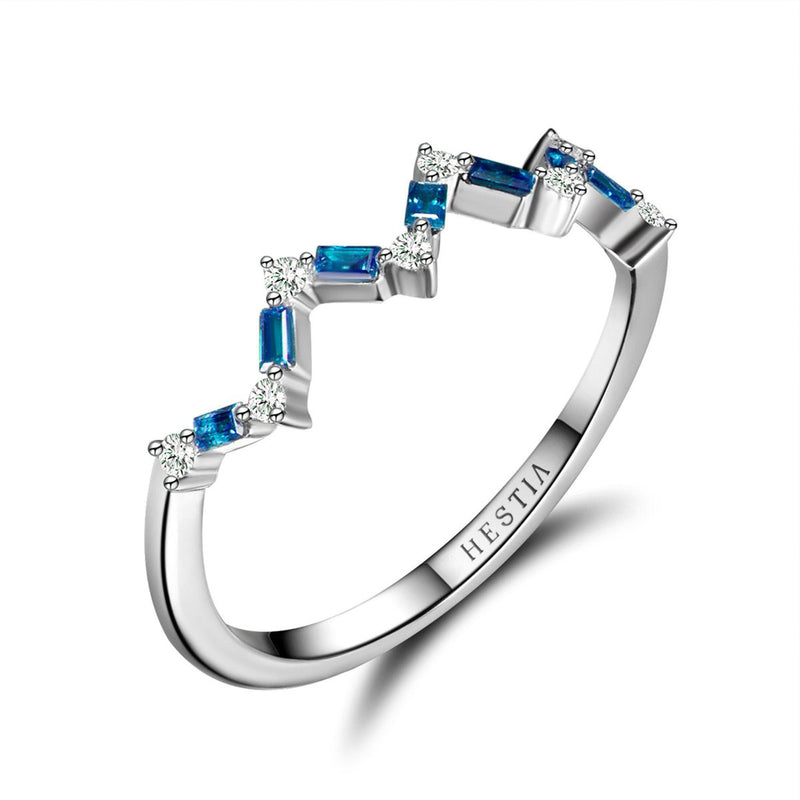Happiness Baguette Stack Ring - Diamonds and Sapphires