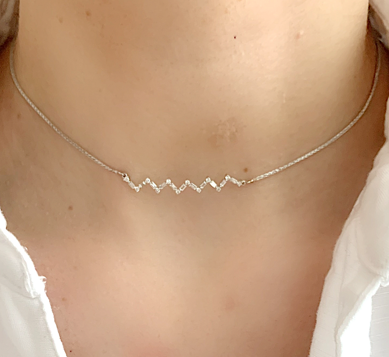 Happiness Zig Zag Choker Necklace - Diamonds