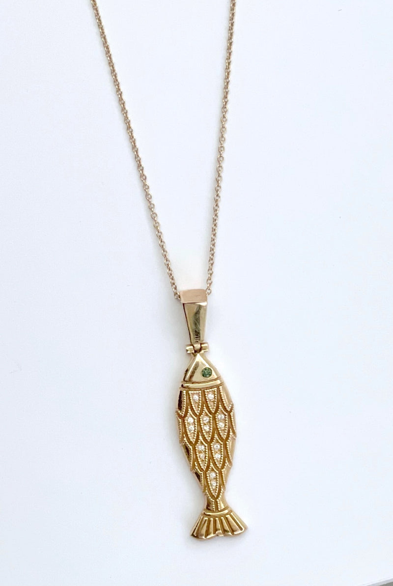 Hestia + Lucky Iron Fish Rose Gold Pendant Necklace
