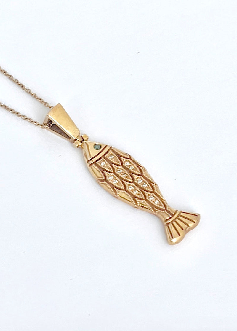 Hestia + Lucky Iron Fish Rose Gold Pendant Necklace 14K Rose Gold by Hestia Jewels