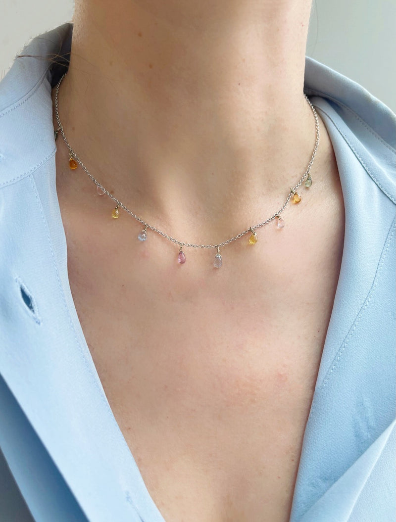 Wisdom Necklace - Colorful Sapphire Drops