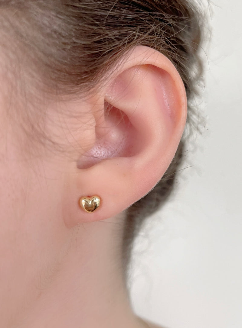 Golden Heart 14K Gold Stud Earrings