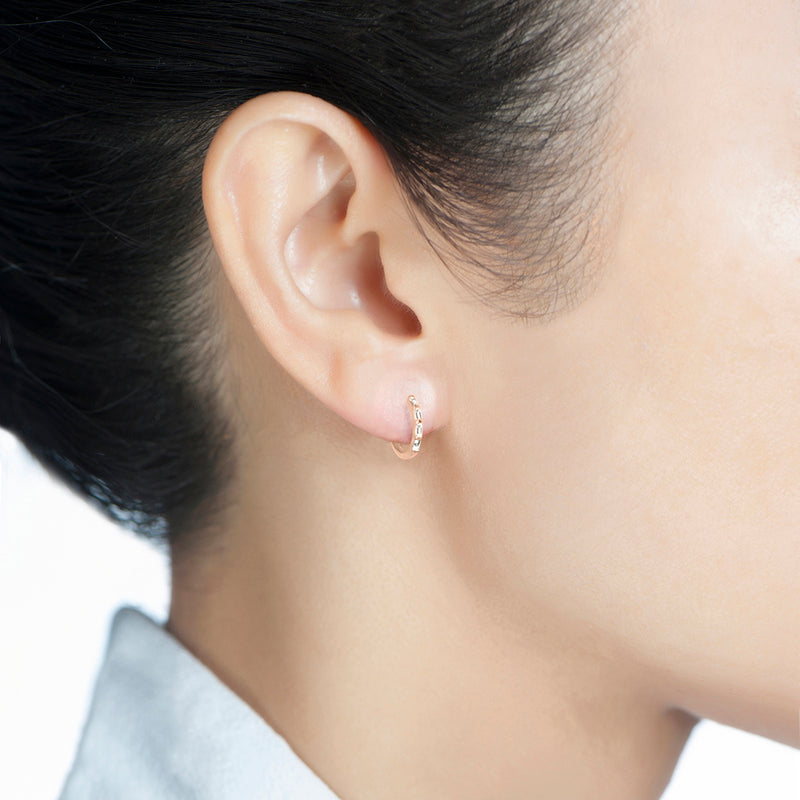 Linear Baguette Diamond Hoop Huggie Earrings