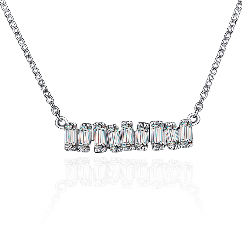 Love Diamond Small Bar Necklace - White Gold