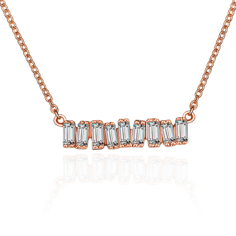 Love Diamond Small Bar Necklace - Rose Gold