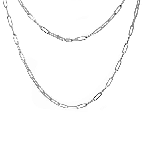 Elemental Rectangular Paperclip Chain Necklace - Silver