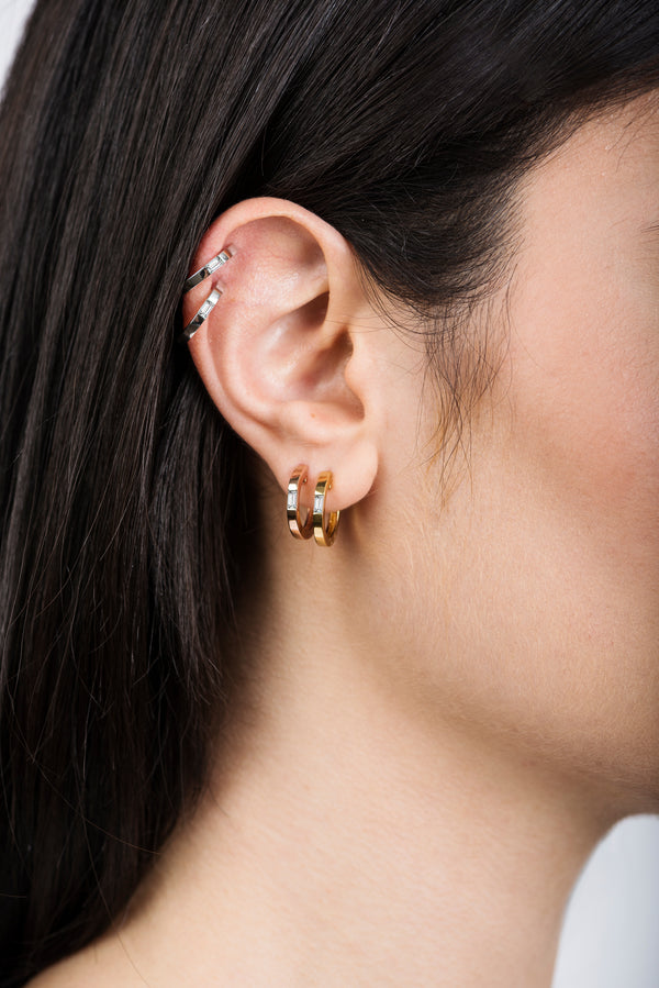 Camilla Black Gold Diamond Hoop Earrings