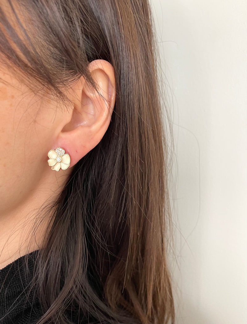 Joie Petite Gold Diamond Flower Earrings