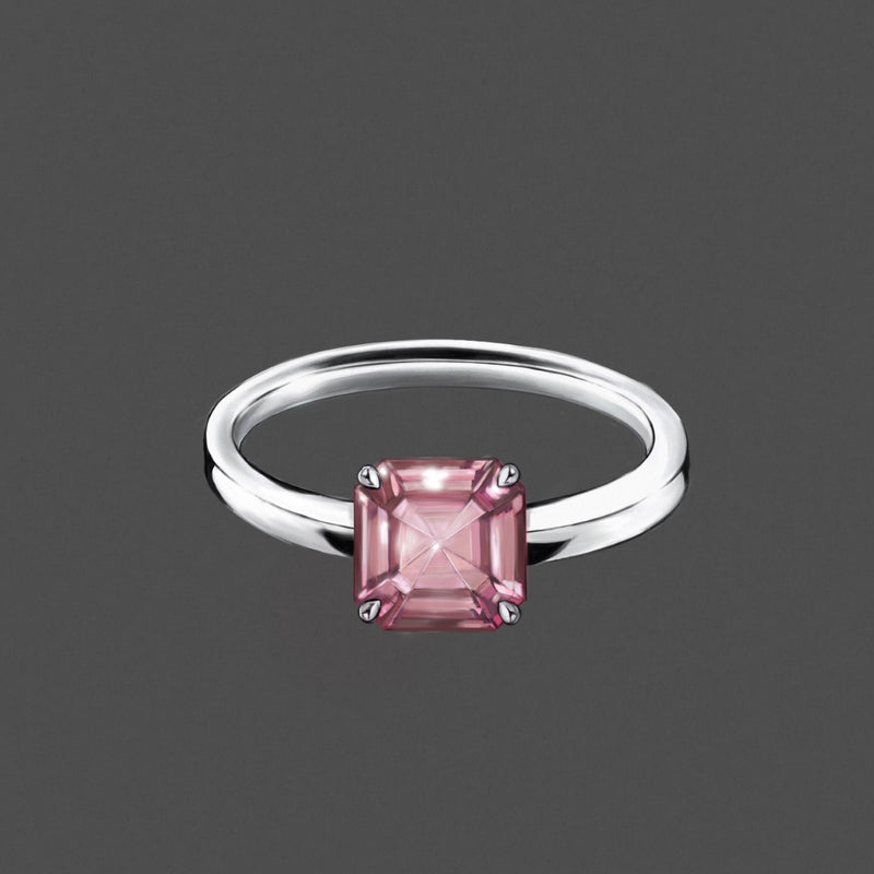 Asscher Cut Pink Tourmaline Solitaire Ring