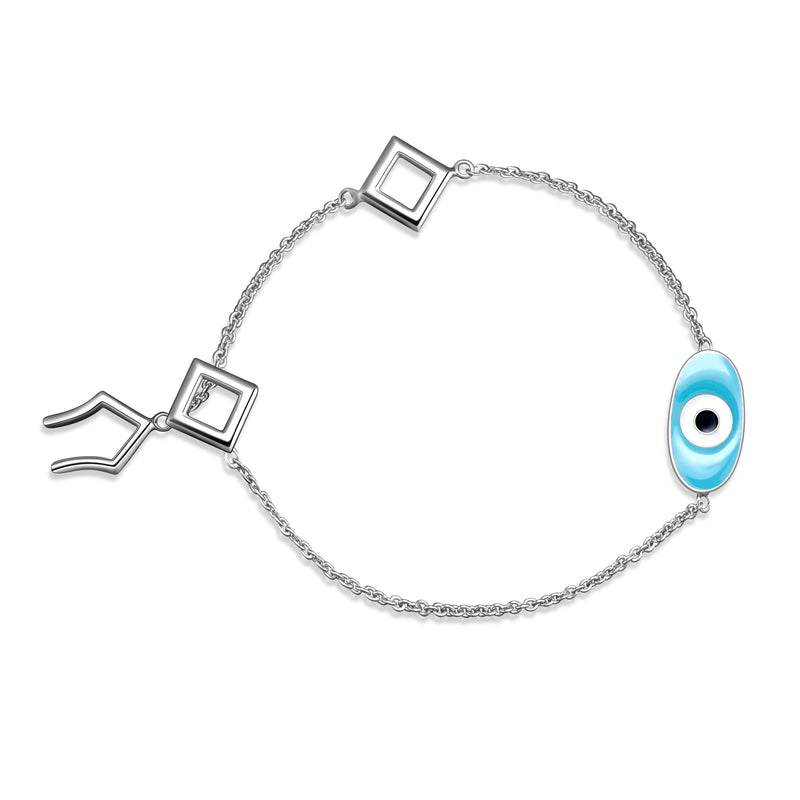 Positive Blue Eye Bracelet - Silver