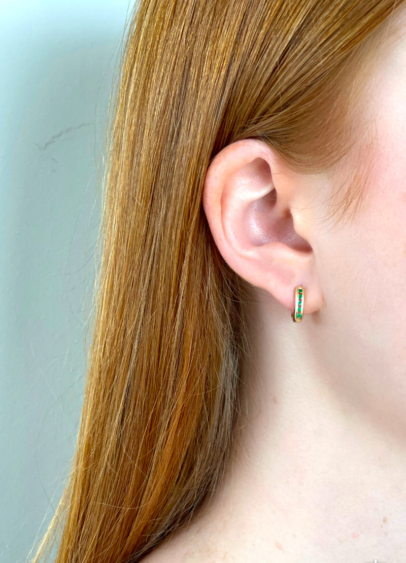 Quadrant Emerald Hoop Earrings