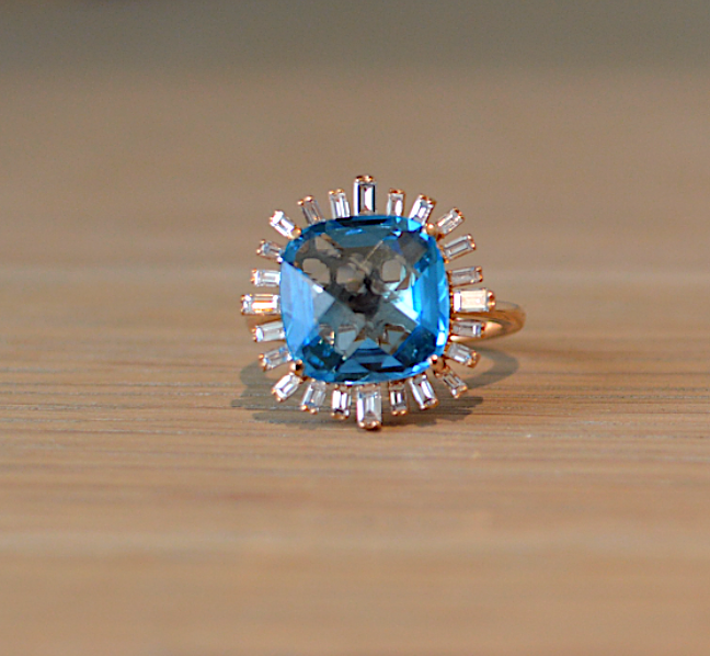 Romance Diamond Ring - Blue Topaz