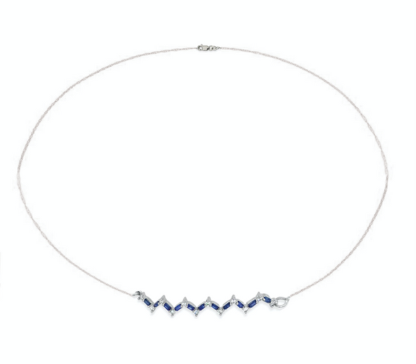 Happiness Zig Zag Choker Necklace - Diamonds and Blue Sapphires