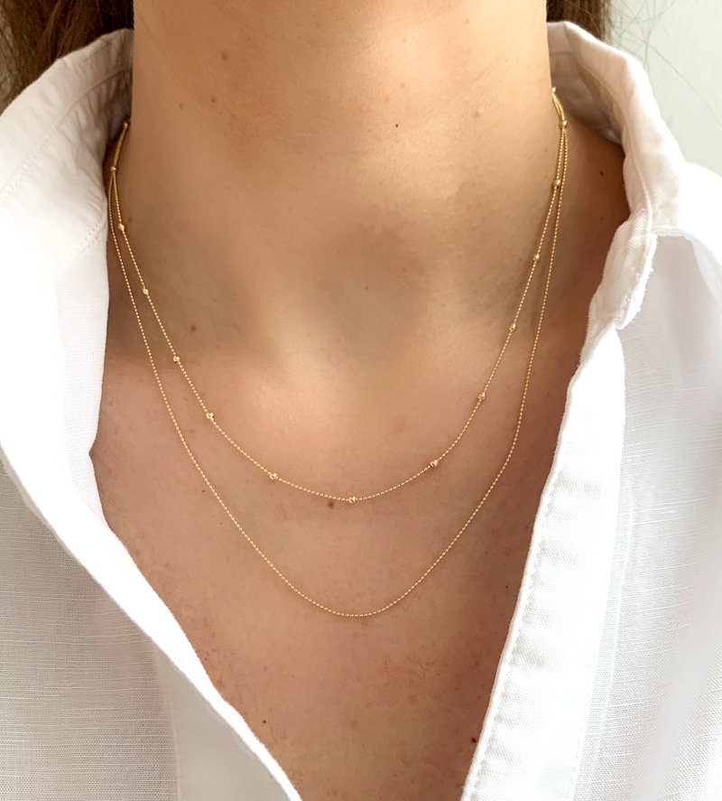 Double gold necklace on sale