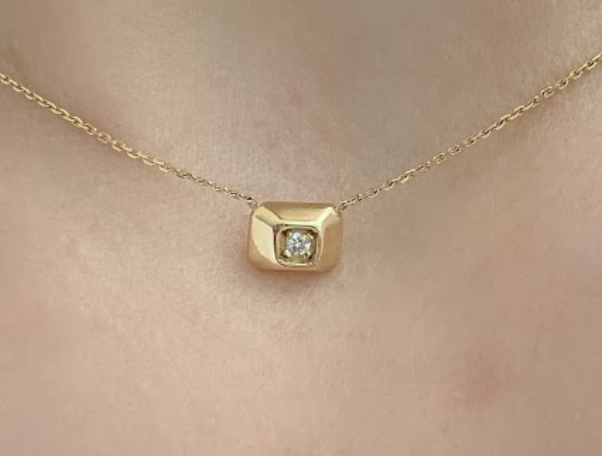 Ethereal Diamond Square Pendant Necklace