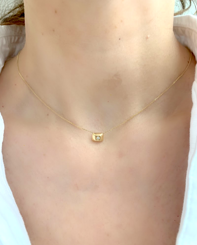 Ethereal Diamond Square Pendant Necklace