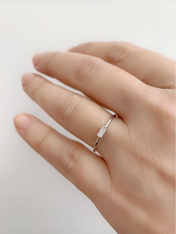 Modernist Dainty Baguette Diamond Ring