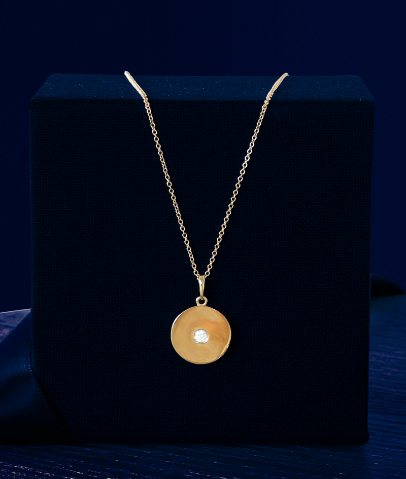 Sphere Round Diamond Disc Necklace