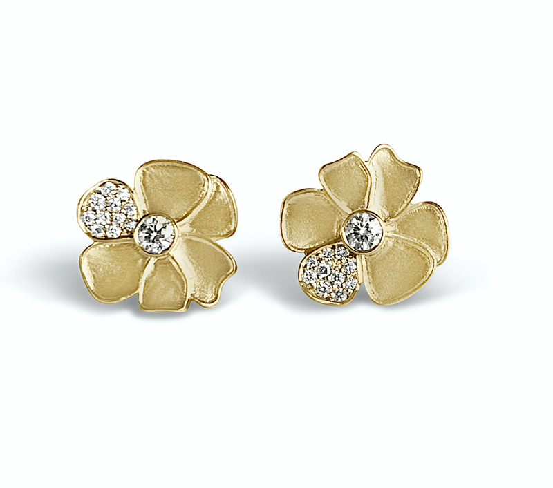 Joie Gold Diamond Flower Earrings